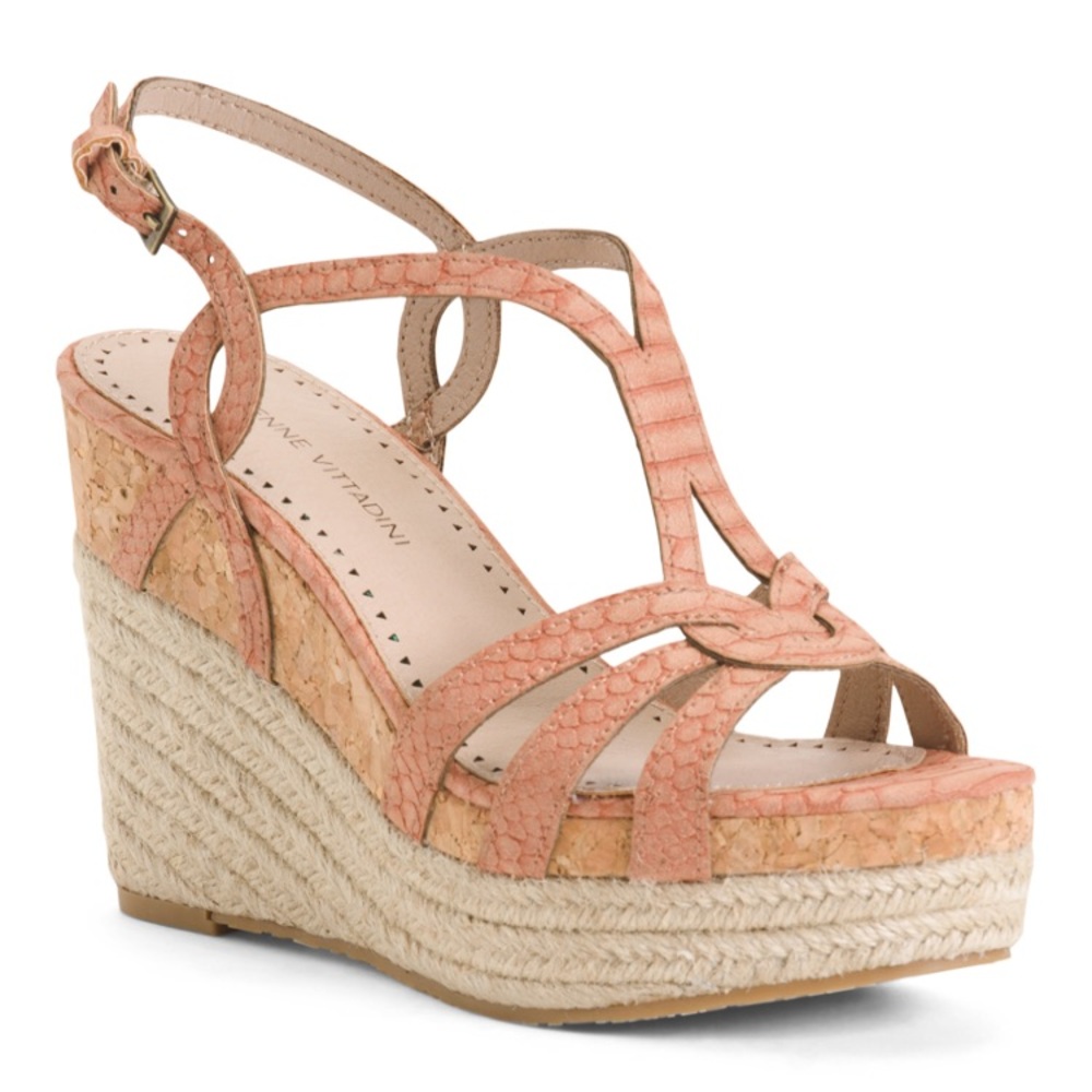 New Adrienne Vittadini snake print wedge coral 6